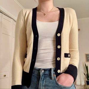 Cardigan Brand Cream and Navy Cardigan w/ Buttons
